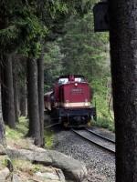 Sonderzug nach dem Zur&uuml;cksetzen aus dem Bahnhof Schierke, damit Regelzug 8926 vom Brocken in den Bf einfahren kann (2)
